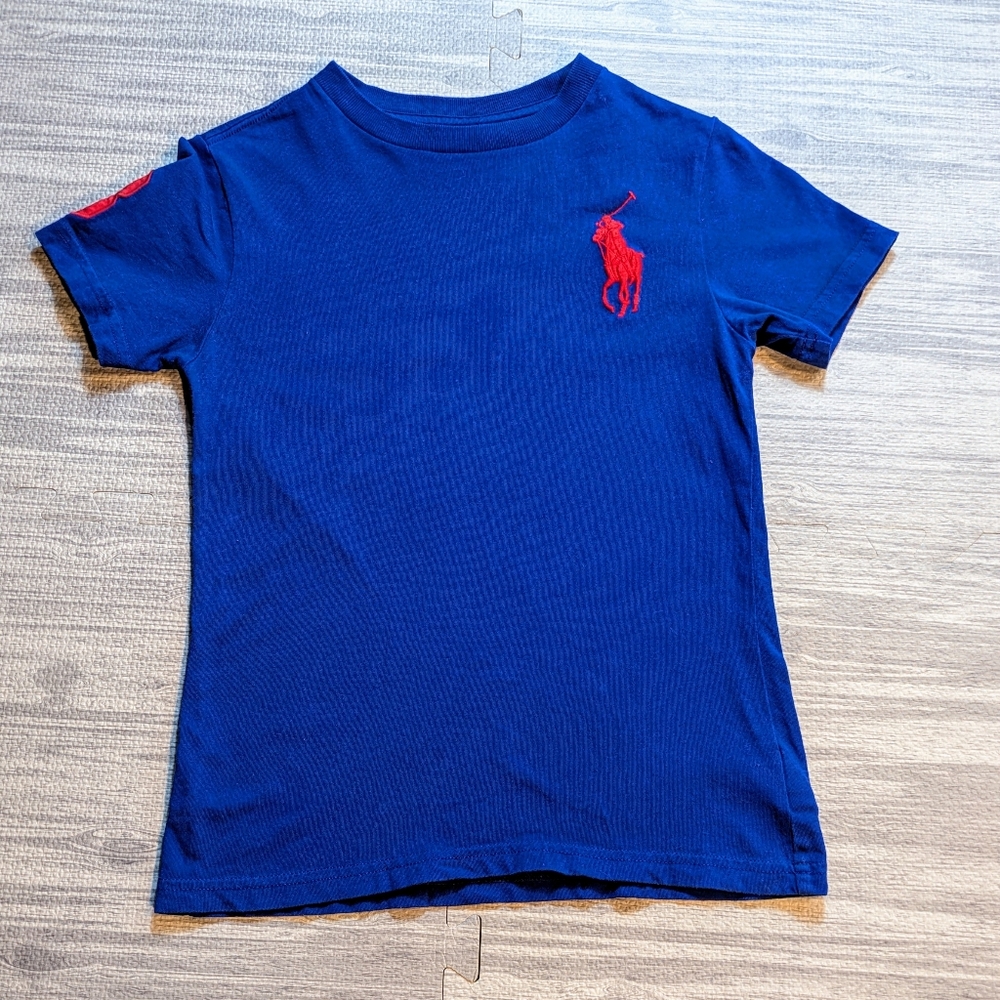 Boys POLO Ralph Lauren, Big Pony T-shirt, Cotton, Blue & Red, Summer Sz 7